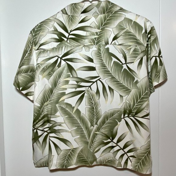 Caribbean Joe Tropical Top Pants Set Size L Green Ivory - Picture 4 of 10